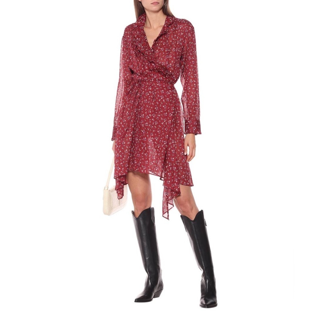 Isabel Marant Toile Pamela Asymmetric Floral Cotton-Mousseline Wrap Dress (D11)